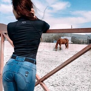 Aztec Diamond Equestrian stonewashed blue denim breeches UK 4 / US 22 / US 0 XS